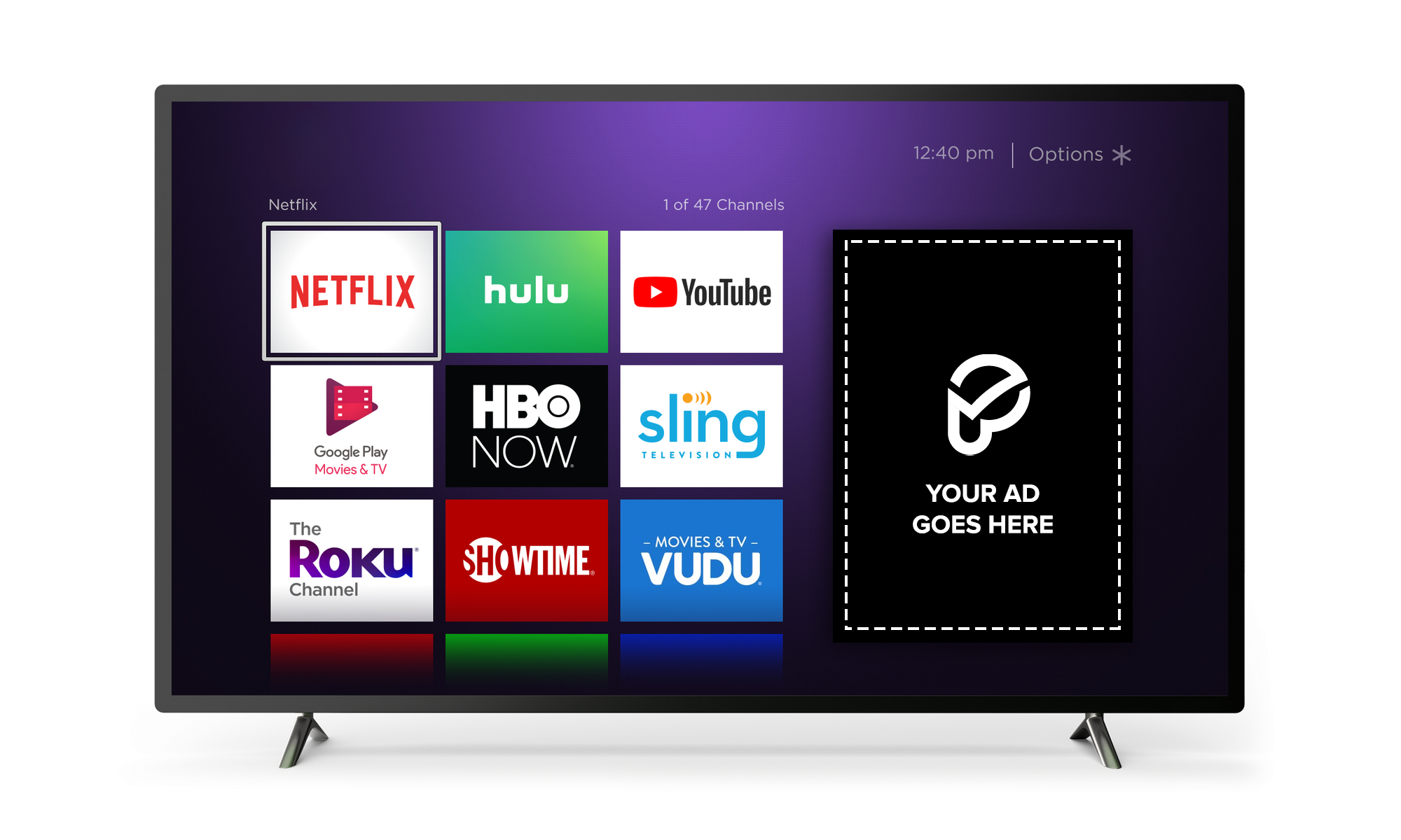 Modern living room with family watching TV for CTV advertising